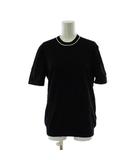 セオリー Theory ニット セーター S 黒 ブラック 無地 ラウンドネック 半袖 トップス /PP ■GY60