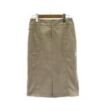 スカート 2 ベージュ 無地 パッチポケット フロントスリット ひざ丈 タイトシルエット /PP ■GY60
