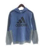 アディダス adidas パーカー スウェット トレーナー L 青 ブルー グレー 長袖 ロゴプリント /MW ■GY60