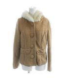 アンクルージュ Ank Rouge ジャケット 上着 ウール M 茶 ブラウン 長袖 フェイクファー付きフード リボン装飾ポケット /MW ■GY60