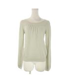 ニット セーター ウール 38 グレー 長袖 ラウンドネック ギャザーデザイン /CK41 ■GY58