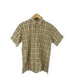 ダックス DAKS シャツ M ベージュ チェック柄 半袖 シャツ襟 /AO27 ■GY58
