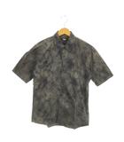 トルネードマート TORNADO MART シャツ L グレー 紺 ネイビー タイダイ柄 レギュラーカラー 半袖 /MN31 ■GY58