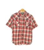 ディッキーズ Dickies ウエスタンシャツ L 赤 レッド チェック柄 半袖 胸ポケット付き /MN9 ■GY58