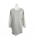 ミスティック mystic ワンピース F グレー 異素材切り替え ストライプ柄 長袖 /AH33 ■GY58