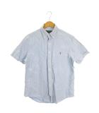 ラルフローレン RALPH LAUREN ボタンダウンシャツ 半袖 オックスフォード生地 ロゴ刺繍 M 青 ブルー /AH37 ■GY58