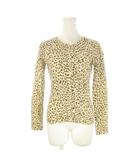 アンサンブルニット ウール 2 ベージュ ヒョウ柄 クルーネック 長袖 /CK2 ■GY58