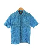 ヘンリーコットンズ HENRY COTTON'S 総柄シャツ 花柄 半袖 M ブルー /CX ■GY60