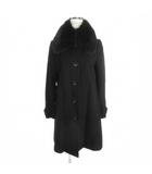 ケティ KETTY LUXURY ステンカラーコート カシミヤ混 2 黒 ブラック ファー襟 無地 長袖 /AH25 ■GY63