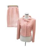 ユキトリイ YUKI TORII スーツ セットアップ 上下 ジャケット ミドル丈 タイトスカート スリット シルク 9 ピンク リボン /SY31 ■GY60