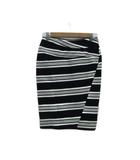 マックスマーラ MAX MARA 白タグ タイトスカート 黒 ブラック オフホワイト ボーダー柄 ひざ丈 /HO2 ■GY60