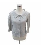 アルマーニ コレツィオーニ ARMANI COLLEZIONI ステンカラージャケット 上着 ミドル丈 薄手 麻 リネン 40 L グレー 七分袖 /SY54 ■GY60