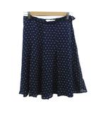 マックスマーラ MAX MARA フレアスカート シルク 42 紺 ネイビー オフホワイト 花柄 ミモレ丈 /HO25 ■GY60