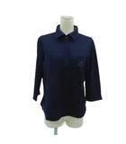 レオナールスポーツ LEONARD SPORT ポロシャツ ポロカラー 40 紺 ネイビー 七分袖 ラインストーン /HO41 ■GY60