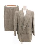 バーバリーズ Burberrys ヴィンテージ セットアップ スーツ テーラードジャケット スカート ウール ピークドラペル ひざ丈 チェック柄 11 グレー /JS ■GY60