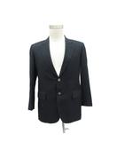 ミラショーン mila schon スーツ テーラードジャケット シルク 黒 ブラック ストライプ柄 シングルボタン ミドル丈 /YS41 ■GY60