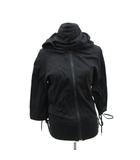 ジャケット パーカー 2 黒 ブラック ジップアップ 七分袖 リボン ミドル丈 /YS49 ■GY60