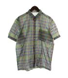ニナリッチ NINA RICCI シャツ 半袖 チェック柄 L 紫 パープル 緑 グリーン /XZ ■GY63
