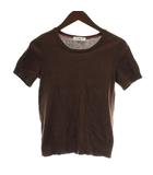 オールドイングランド OLD ENGLAND ニット セーター 半袖 クルーネック 無地 36 茶色 ブラウン /XZ ■GY63