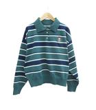 グレイル GRL ニットポロシャツ 長袖 F グリーン ボーダー柄 刺繍 /SY35 ■GY63