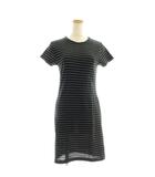 イエナ IENA ワンピース ひざ丈 ロング F 黒 ブラック 半袖 ボーダー柄 ラウンドネック /GP ■GY60