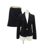 エニィスィス エニシス anySiS スーツ セットアップ 上下 テーラードジャケット ミドル丈 シングルボタン 総裏地 フレアスカート ミモレ丈 ベロア 2 M 黒 /SY68 ■GY58