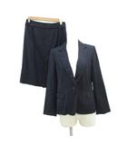 ナチュラルビューティーベーシック NATURAL BEAUTY BASIC スーツ セットアップ 上下 M 紺 ネイビー テーラードジャケット シングルボタン ミドル丈 タイトスカート ひざ丈 /YS49 ■GY58