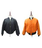  MA-1 フライトジャケット ブルゾンジャケット 上着 ミドル丈 L オレンジ 紺 ネイビー リバーシブル /HO34 ■GY58