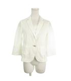 ミラショーン mila schon BLUE LABEL ジャケット 上着 40 白 ホワイト 織り柄 テーラードカラー 七分袖 /MN28 ■GY59