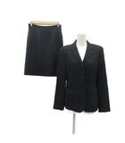 コムサデモード COMME CA DU MODE スーツ セットアップ 上下 テーラードジャケット ミドル丈 シングルボタン 総裏地 フレアスカート ひざ丈 M 黒 無地 /SY37 ■GY59