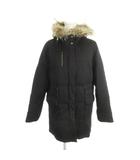 コムサイズム COMME CA ISM ONIGIRI ダウンコート モッズコート ピーチスキン L 黒 ブラック 長袖 ファー付きフード 無地 /AH23 ■GY59