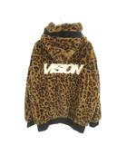 ヴィジョン ストリート ウェア VISION STREET WEAR フェイクファーブルゾン L 茶 ブラウン フード付き レオパード柄 豹柄 /MN2 ■GY59