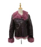 ジョセフ JOSEPH ライダース レザージャケット 革ジャン 上着 M ボルドー ファー ジップアップ ショート丈 /YS29 ■GY59
