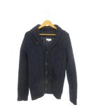シップス SHIPS カーディガン ウール M 紺 ネイビー 長袖 ショールカラー ケーブルニット /MN25 ■ECC001