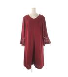 ビームスハート BEAMS HEART ワンピース S ワイン 赤 レッド Vネック 長袖 ベルスリーブ /CK35 ■ECC001