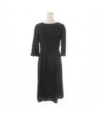 ミッシェルクラン MICHEL KLEIN Noire ブラックフォーマル ワンピース 7 黒 ブラック 七分袖 ウエスト切り替え /CK28 ■ECC001
