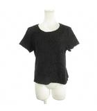 ミラショーン mila schon カットソー レース 切り替え 44 黒 ブラック ラウンドネック 総柄 半袖 /AH39 ■ECC001