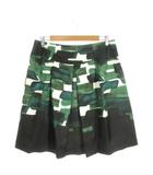 ミラショーン mila schon スカート 42 緑 グリーン 抽象柄 プリーツ フレア /AH3 ■ECC001