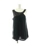 ビーシービージーマックスアズリア BCBGMAXAZRIA カットソー ノースリーブ タンクトップ XS 黒 ブラック スパンコール装飾 チュール /KU ■GY60