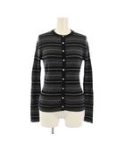 イエナ IENA ニットカーディガン 長袖 クルーネック ウール ボーダー柄 F 黒 ブラック グレー /BB ■GY60