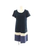 ワンピース ひざ丈 2 紺 ネイビー 半袖 ラウンドネック ボーダー柄 /LP ■GY60