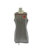 アルチビオ archivio ワンピース 38 黒 ブラック 白 ホワイト ストライプ柄 ポロ襟 ノースリーブ ゴルフウェア ミニスカート /PP ■GY60