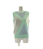 23区 オンワード樫山 SPORT ベスト ニット セーター 3 緑 グリーン 幾何学柄 ラウンドネック ノースリーブ トップス ゴルフウェア /PP ■GY60