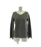 ニット セーター ウール 2 グレー Vネック 長袖 バックデザイン 無地 トップス /PP ■GY60