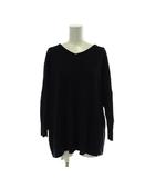 ニット セーター 2 ネイビー 紺色 無地 Vネック 長袖 切り替えデザイン トップス /PP ■GY60