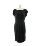 ワンピース ひざ丈  絹 シルク 38 黒 ブラック ノースリーブ/GP ■GY60