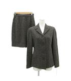 カルバンクライン CALVIN KLEIN フォーマルスーツ セットアップ 上下 テーラードジャケット ミドル丈 シングルボタン 総裏地 タイトスカート ひざ丈 ウール 4 ダークブラウン /SM35 ■ECB001