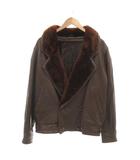  ノーブランド レザージャケット 羊革 ダブルブレスト ブラウン 茶色 /MG ■ECB001