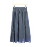 フレアスカート ギャザー ミモレ ロング ワンカラー 1 青 ブルー /BB ■ECB001