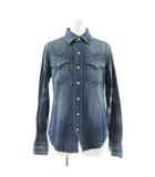 ラルフローレン RALPH LAUREN デニム ウエスタンシャツ 4 インディゴ 長袖 USED加工 /KU ■ECB001